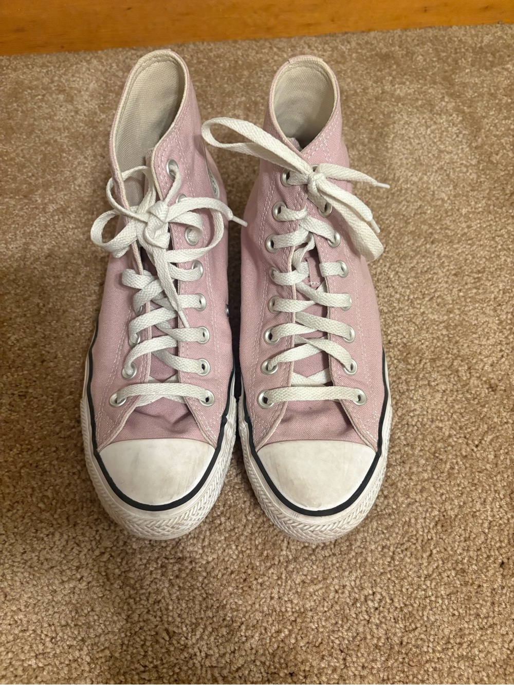 Converse High-Top Canvas Sneakers in Pale Pink and White